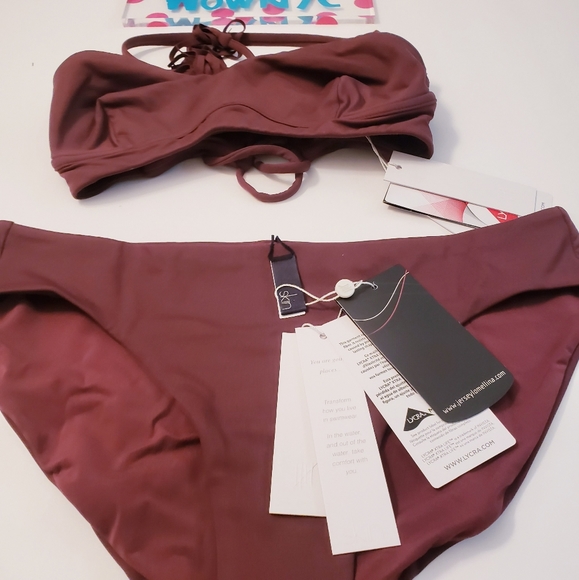 $220 NWT SKIN x Barneys Burgundy Bikini 2 pc SET - Picture 6 of 11